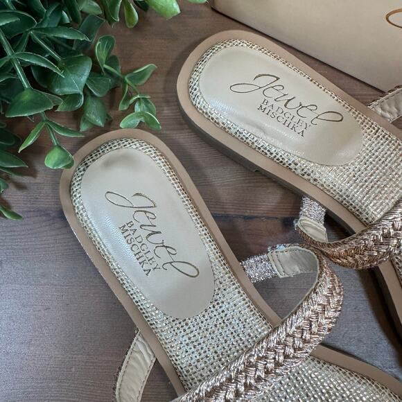 Jewel Badgley Mischka Helena Flat Evening Sandals Size 5 - Picture 3 of 8